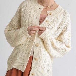 NWOT eesome Cream Knit Cardigan with Large Buttons